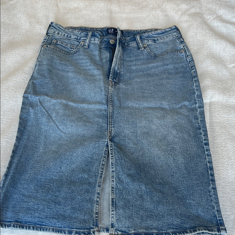 GAP Light Blue Denim Midi Skirt